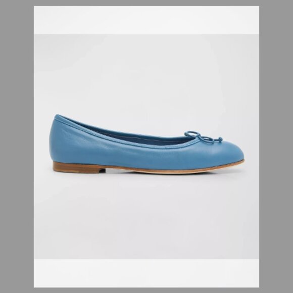 Manolo Blahnik NIB Veralli Leather Bow Ballerina Flats (Orig. $825) w/tax (10.5B